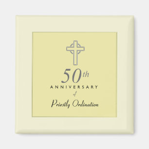 50th Anniversary of Priest with Embossed Cross Magnet