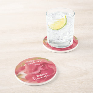 50th Anniversary of Religious Consecration Pink Ro Coaster