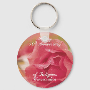 50th Anniversary of Religious Consecration Pink Ro Key Ring