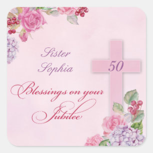 50th Anniversary of Religious Life Catholic Nun Square Sticker