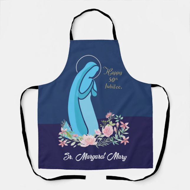 50th Anniversary of Religious Life Nun Pink Flower Apron (Front)