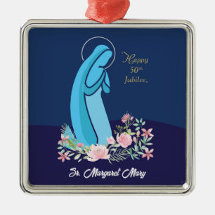 50th Anniversary of Religious Life Nun Pink Flower Metal Tree Decoration