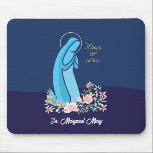 50th Anniversary of Religious Life Nun Pink Flower Mouse Mat
