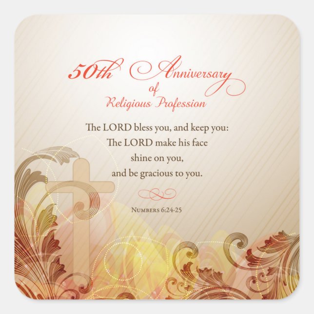 50th Anniversary of Religious Profession, Nun Square Sticker (Front)