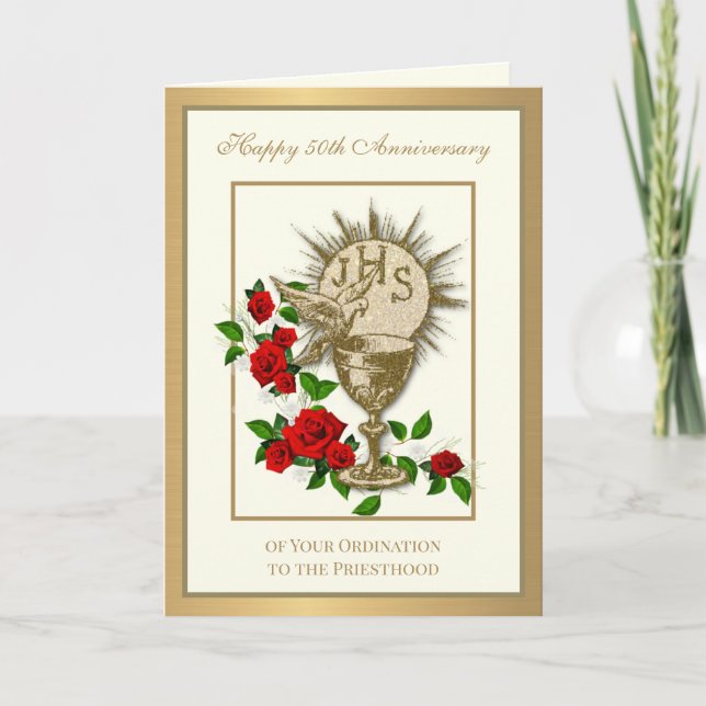 50th Anniversary Ordination Chalice Elegant Card (Front)