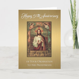 50th Anniversary Ordination Jesus Eucharist Holiday Card