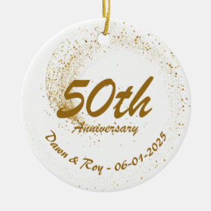 50th Anniversary Ornament Metal ,Personalized Gold