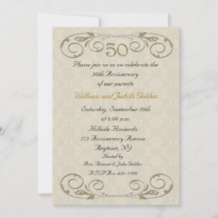 50th Anniversary Ornate Scroll Invitation