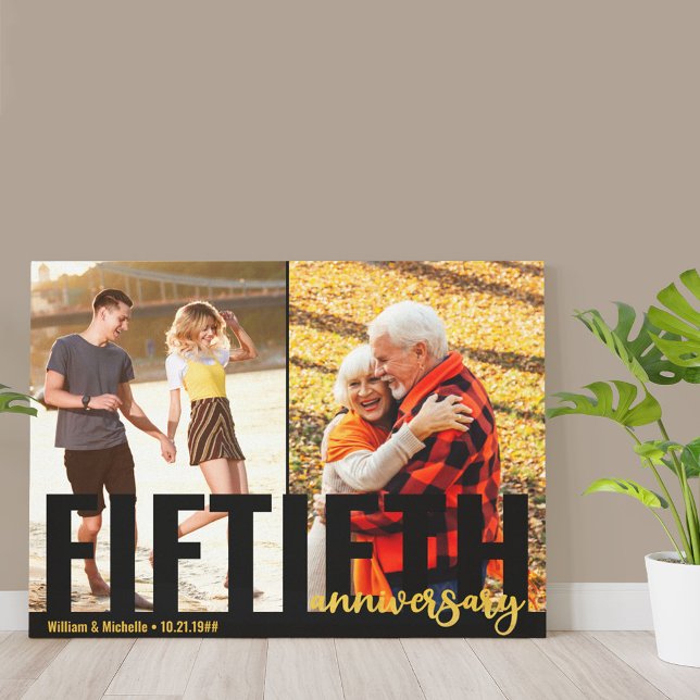 50th Anniversary Oversized Typography 2 Photo Canvas Print (Creator Uploaded)