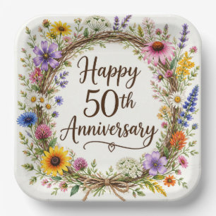 50th Anniversary Paper Plates, Fiftieth Wedding Plate