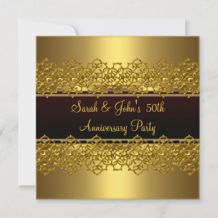 50th Anniversary Party Black Gold Lace Invitation
