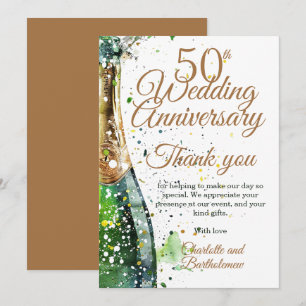 50th Anniversary Party Bubbly Bottle Thank You Card