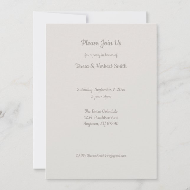 50th Anniversary Party Custom Cake  Invitation (Back)