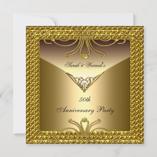 50th Anniversary Party Elegant Gold Art Deco Invitation (Front)