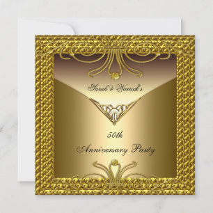 50th Anniversary Party Elegant Gold Art Deco Invitation