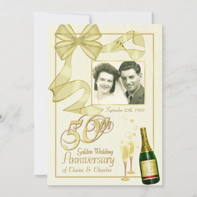 50th Anniversary Party - Fancy Photo Invitations (Front)