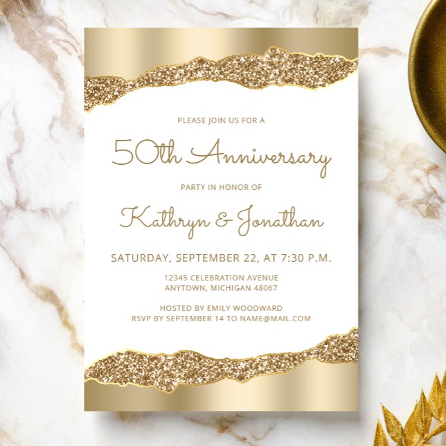 50th Anniversary Party Gold Foil Glitter  Invitation (Creator Uploaded)