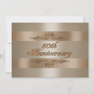 50th anniversary party gold satin invitation