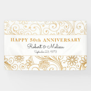 50th anniversary party gold swirl pattern banner