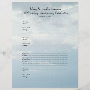 50th Anniversary Party Guest Book Sign-In Page
