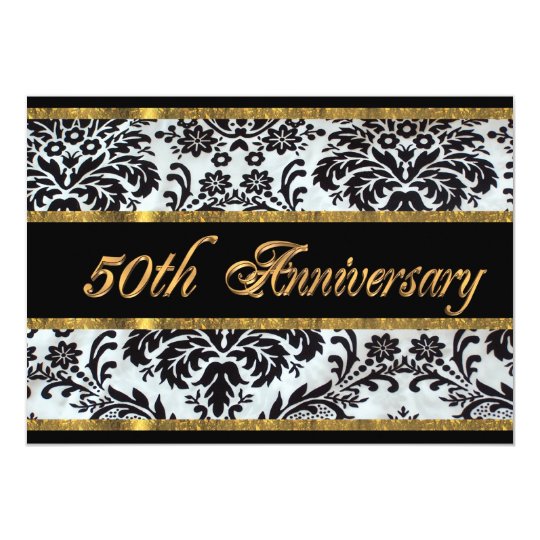 50th anniversary party invitation black damask