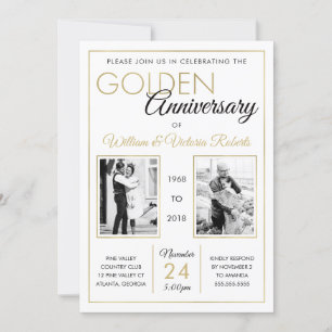 50th Anniversary Party Invitation, Faux Gold Invitation