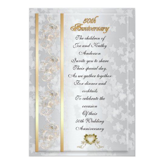 Elegant Gold 50th  Wedding  Anniversary  Party Invitation  