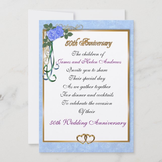 50th anniversary party invitation for parents (Front)