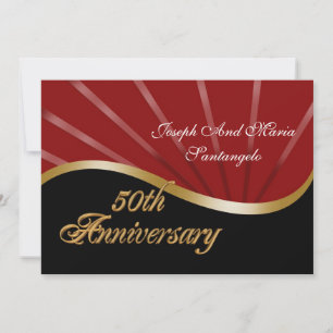 50th anniversary party invitation gold red