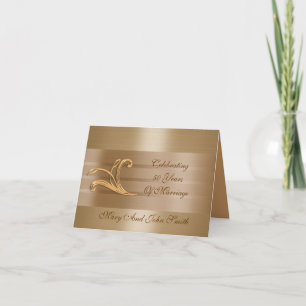 50Th anniversary party invitation gold satin card