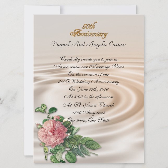 50th Anniversary party invitation rose (Front)