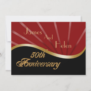 50th anniversary party invitation wedding gold red