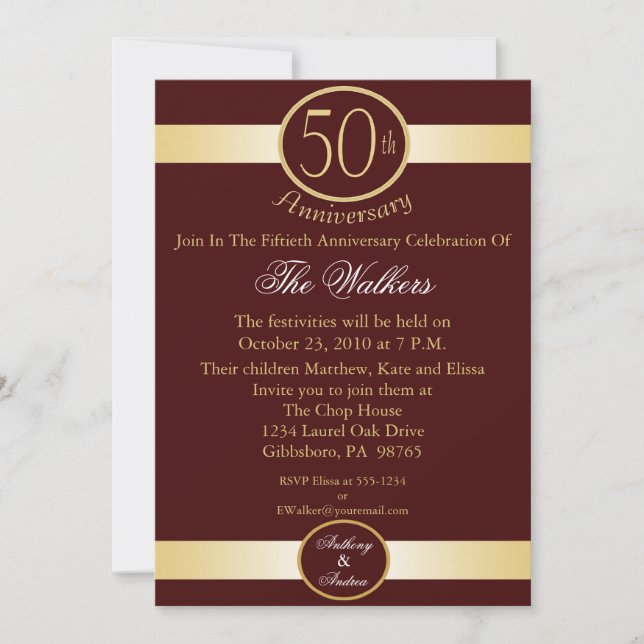 50th Anniversary Party Invitations (Front)