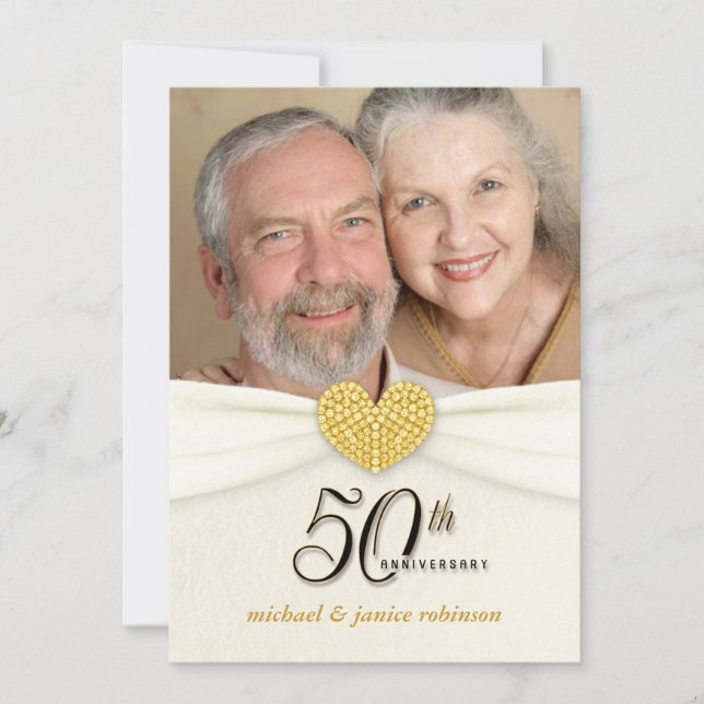 50th Anniversary Party Invitations - Classic Ivory (Front)