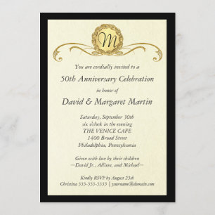 50th Anniversary Party Invitations Vintage Swirls