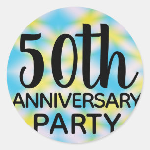 50th Anniversary Party Tie Dye Classic Round Sticker