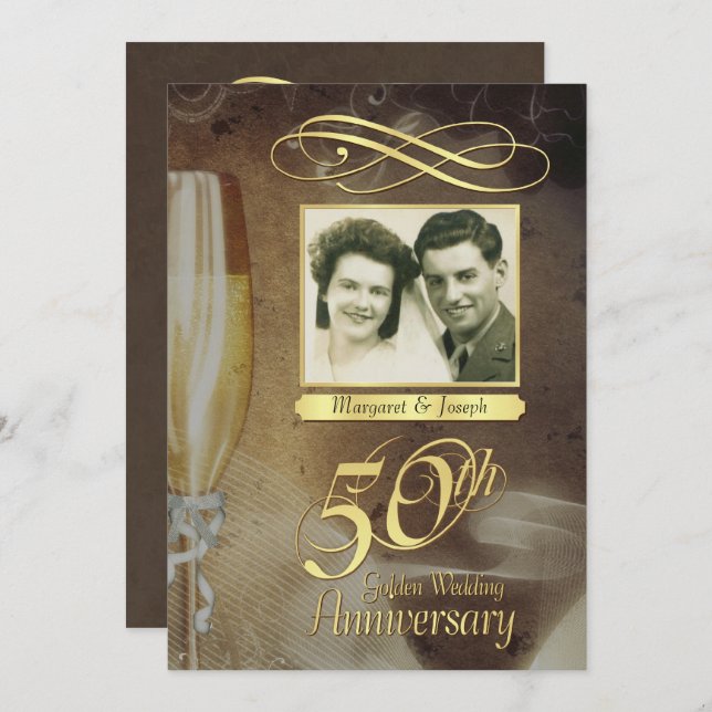 50th Anniversary Party -Vintage Formal Invitations (Front/Back)
