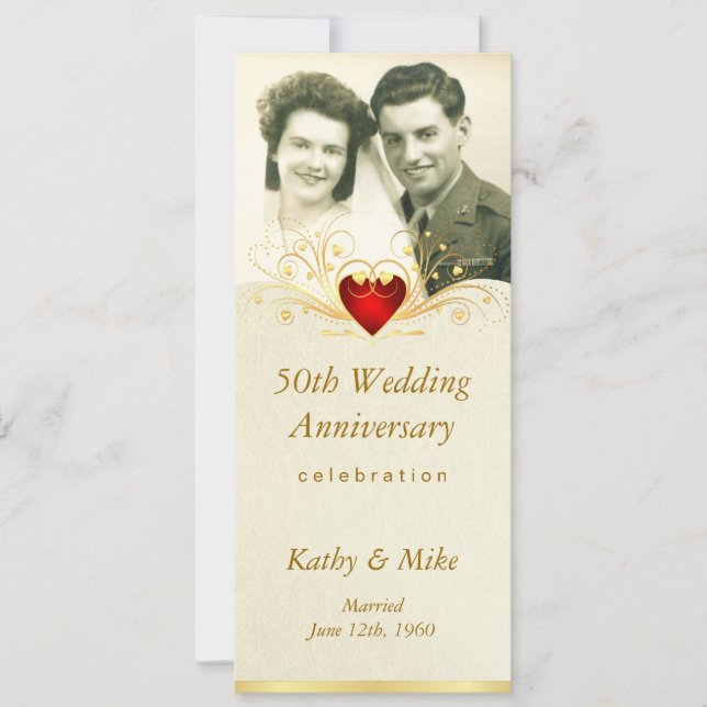 50th Anniversary Party Vintage Photo Invitations (Front)