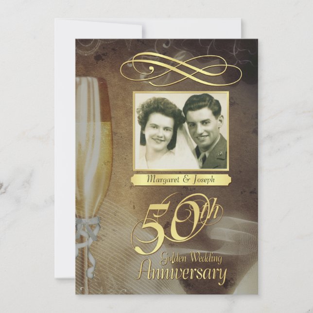 50th Anniversary Party Vintage Photo Invitations (Front)
