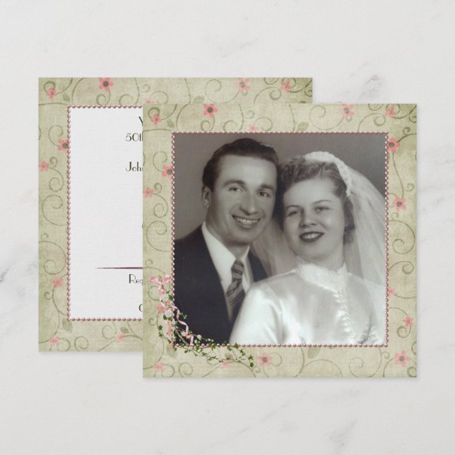 50th Anniversary Party with Photo Invitation (Front/Back)