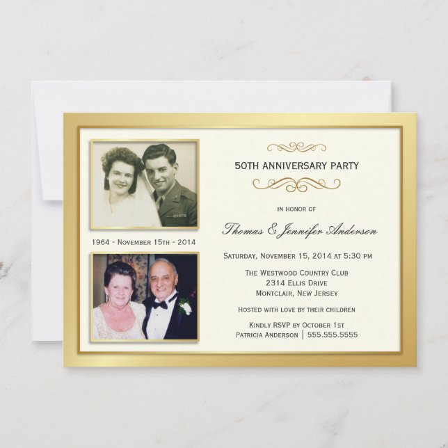 50th Anniversary Past & Present Photo Invitations (Front)