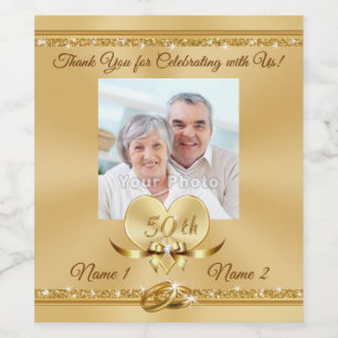 50th Anniversary Personalised Bottle Labels, Sizes Wine Label