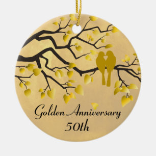 50th Anniversary Personalised Celebration Ceramic Tree Decoration