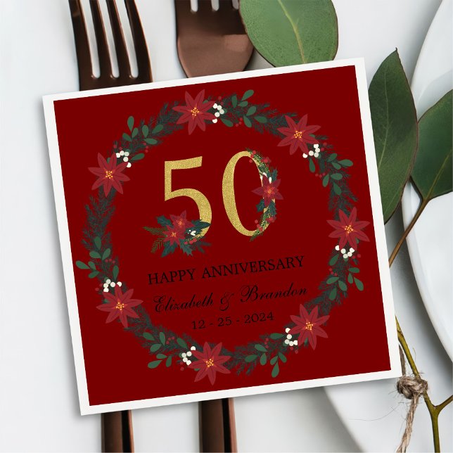 50th Anniversary Personalised Christmas Napkins (Creator Uploaded)