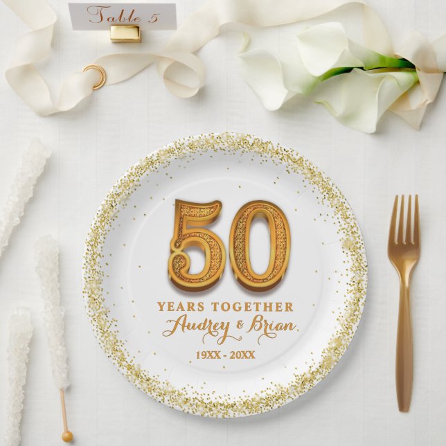 50th Anniversary Personalised Paper Plate (Wedding)