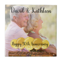 50th Anniversary Personalised Photo Tile Trivet