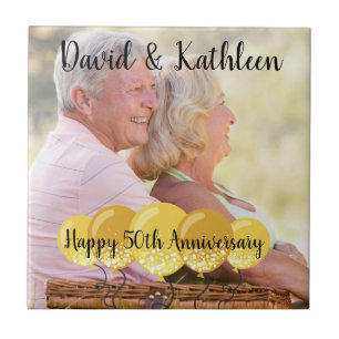 50th Anniversary Personalised Photo Tile Trivet