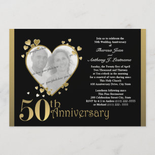50th Anniversary Photo Heart Invitation