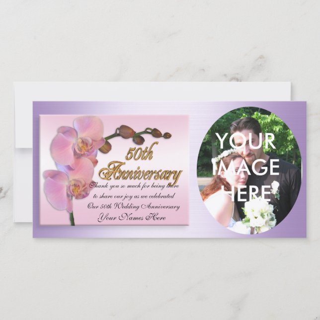 50th anniversary photo Thank you Pink Orchids (Front)