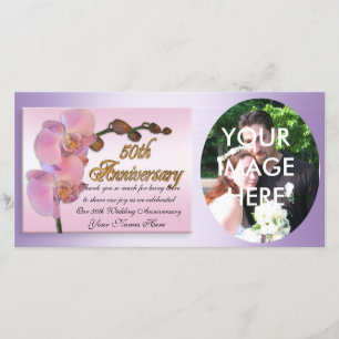 50th anniversary photo Thank you Pink Orchids Card